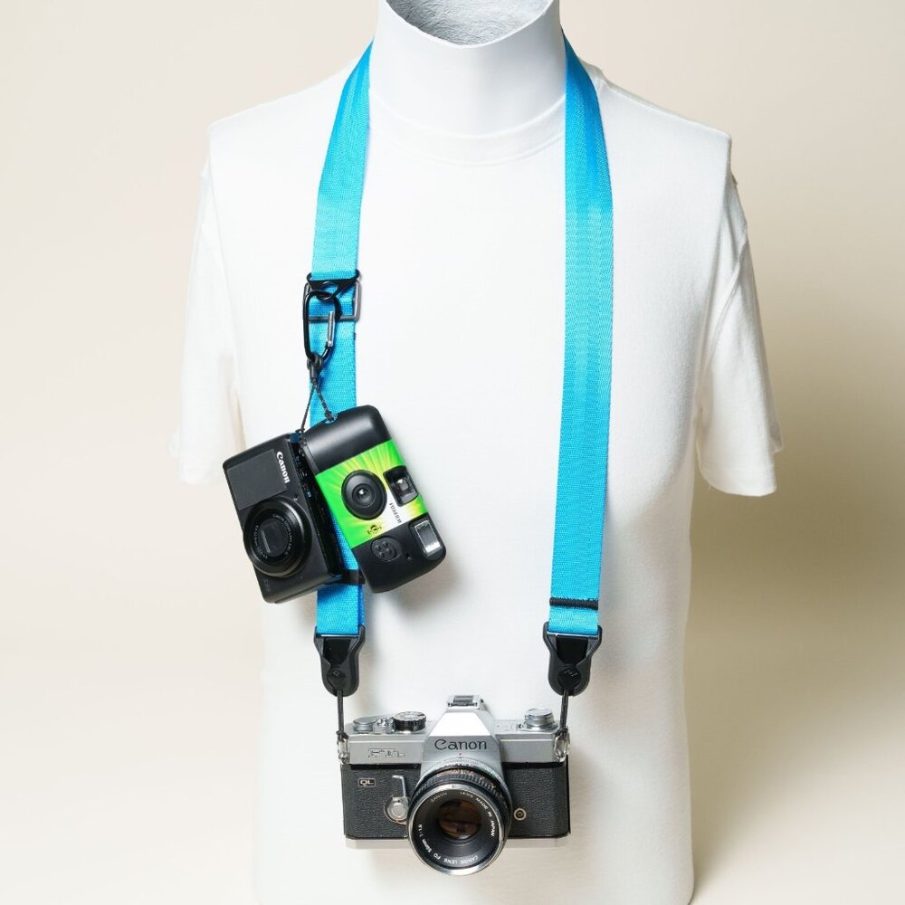 BLUE Adjustable Camera Neck Strap  w/ Peak Design Anchors 1.25" wide EXCLUSIVE